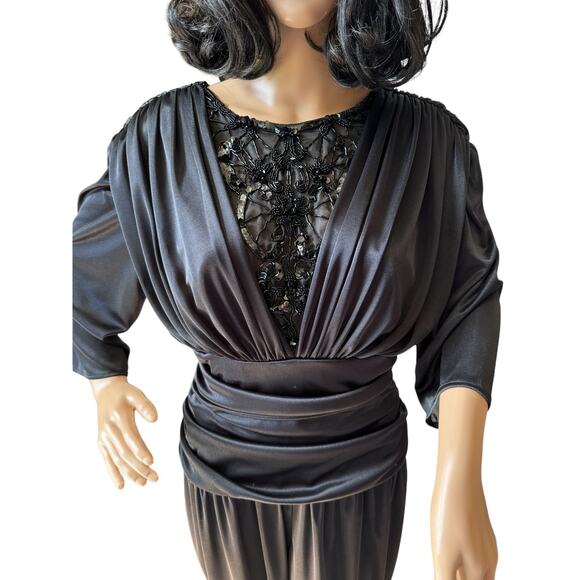 American Vintage Abby Kent Black Beaded Jumpsuit size small to medium - Picture 1 of 8